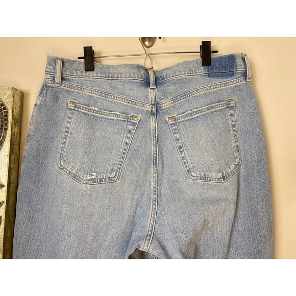 NWT ABERCROMBIE JEANS 33 CURVE LOVE CRISS CROSS DAD HIGH RISE BUTTON FLY BLUE - Picture 9 of 16